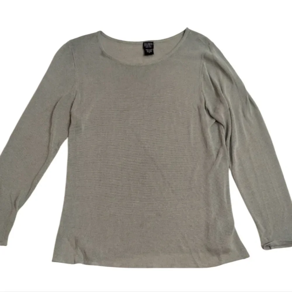 Eileen Fisher Italian Yarn Mesh Knit Top Seafoam Green Size M